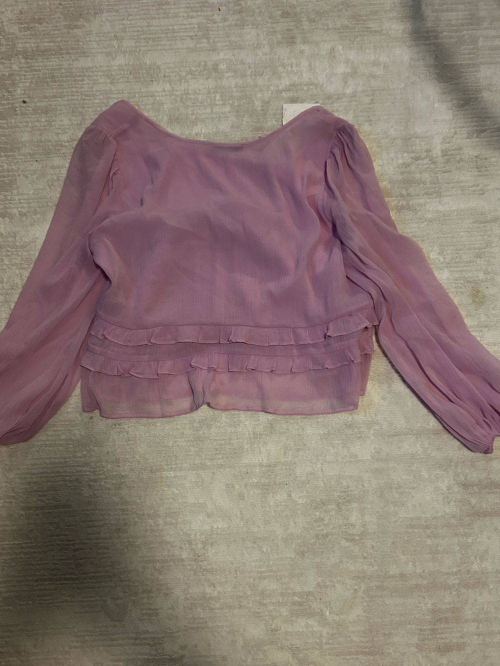 Abercrombie & Fitch Lilac Ruffle Long-Sleeve Blouse